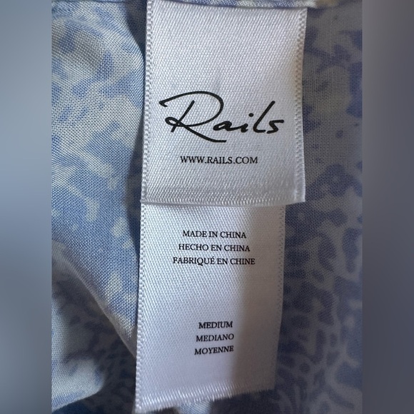 Rails Josephine Aqua Mixed Animal Size M Blue & White Button Up Shirt‎ - Picture 10 of 13